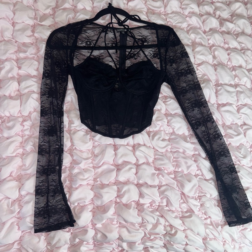 Fashion Nova Black Lace Corset Top